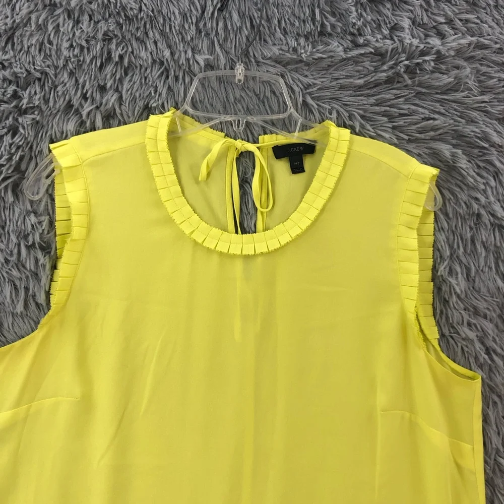 J. Crew Blouse Womens 14T Yellow Sleeveless Ruffle Neck Keyhole Sleeveless